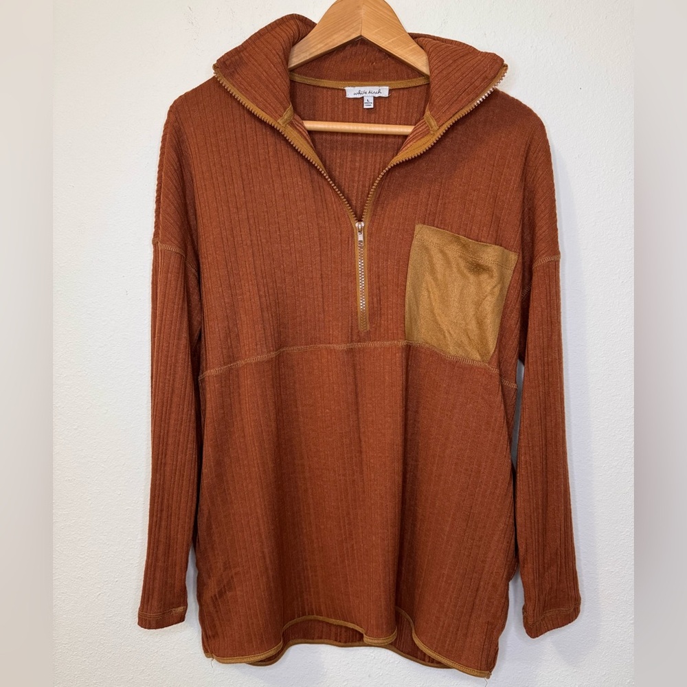 NEW White Birch Large Rust Half-Zip Top/Sweater